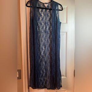 LuLaRoe joy, denim (greyish blue) colored lace, small